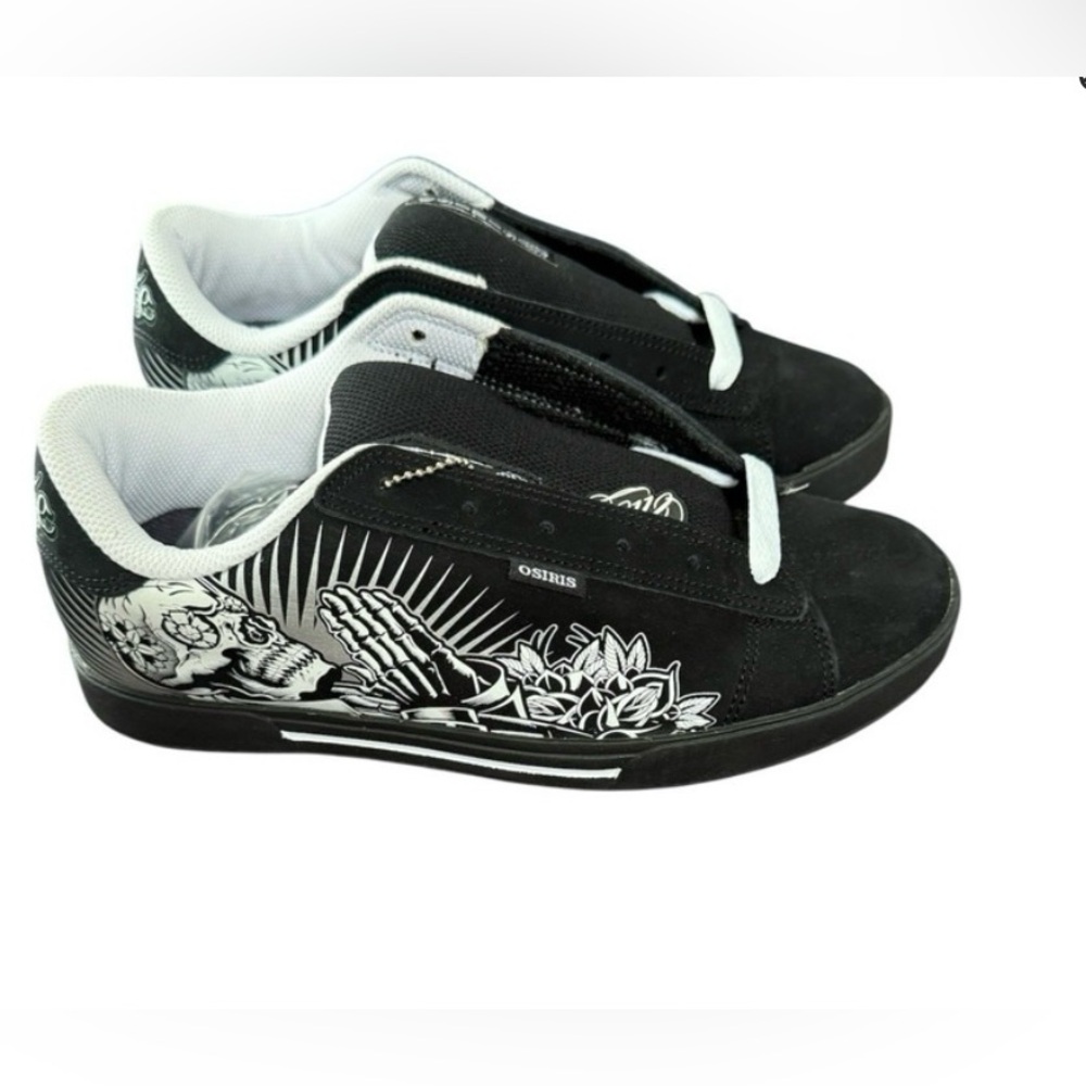 New - Osiris Serve Maxx 242 Black and White Graphic Skateboard Sneakers